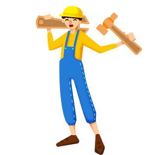 工地卡通工人喊话pngpngpsd2000*2000五一劳动节日系卡通手绘建筑工人