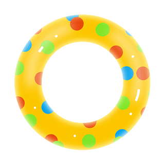 立夏暖色立体卡通游泳圈海边png