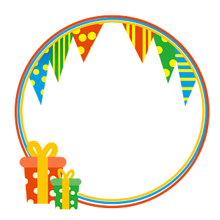 节日彩色扁平节日彩框彩旗png