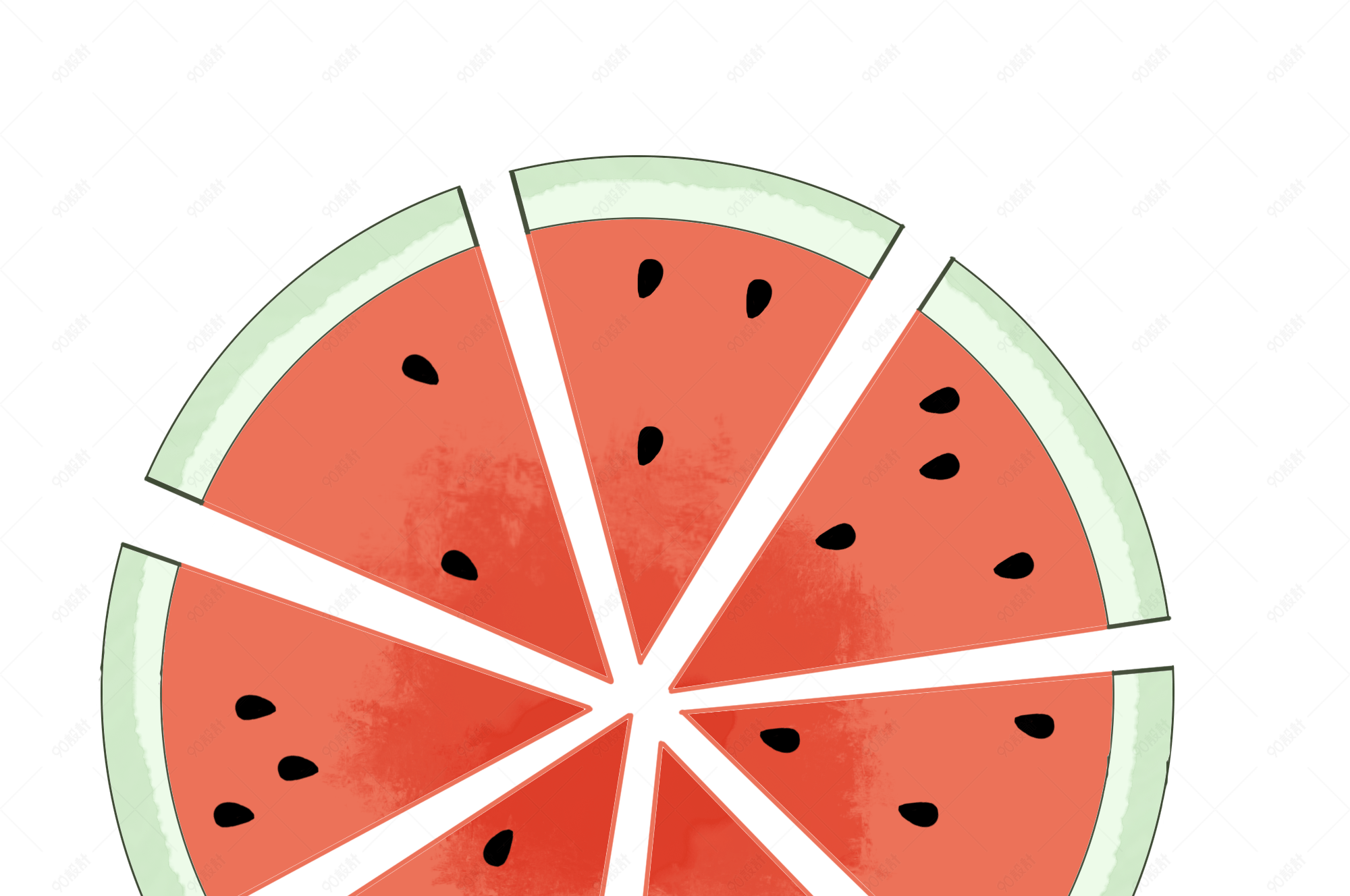 立夏水果西瓜片小清新扁平风