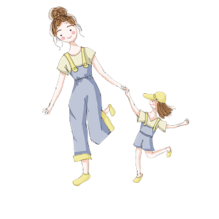 母亲节妈妈牵着小女孩亲子装