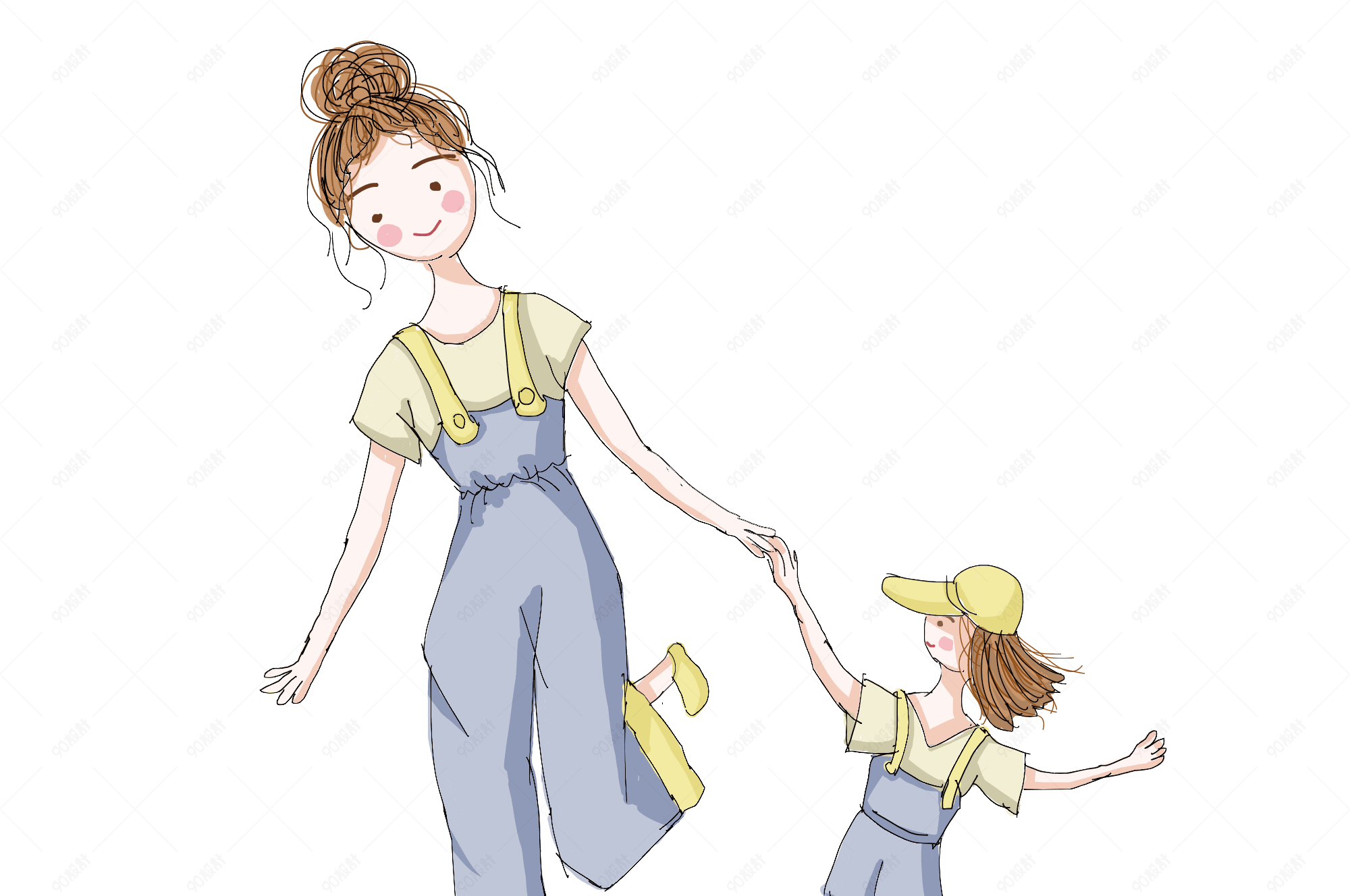 母亲节妈妈牵着小女孩亲子装