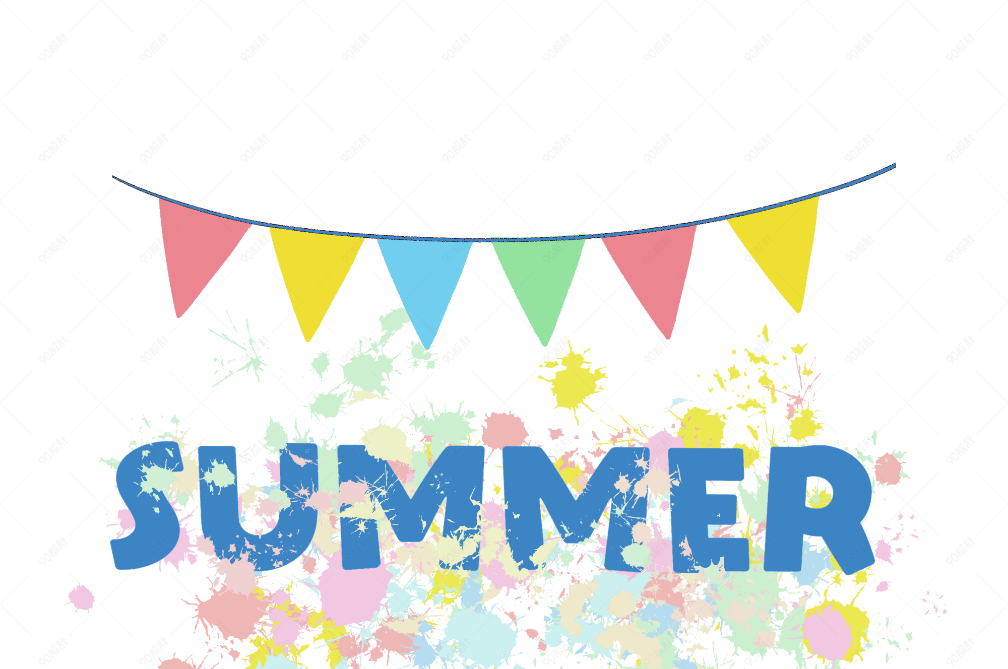 立夏节气夏日英文字体彩旗横幅装饰