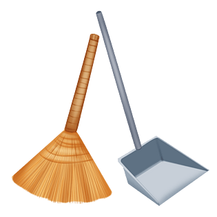 手绘劳动节扫把撮箕装饰素材