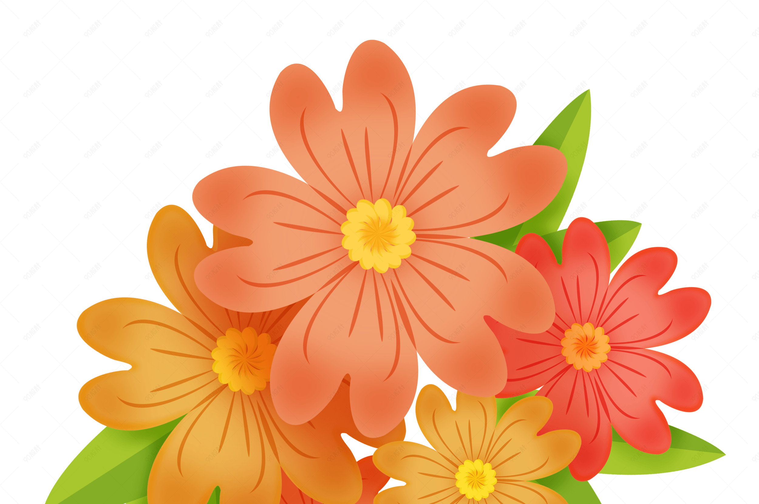 手绘彩色装饰图案花卉素材