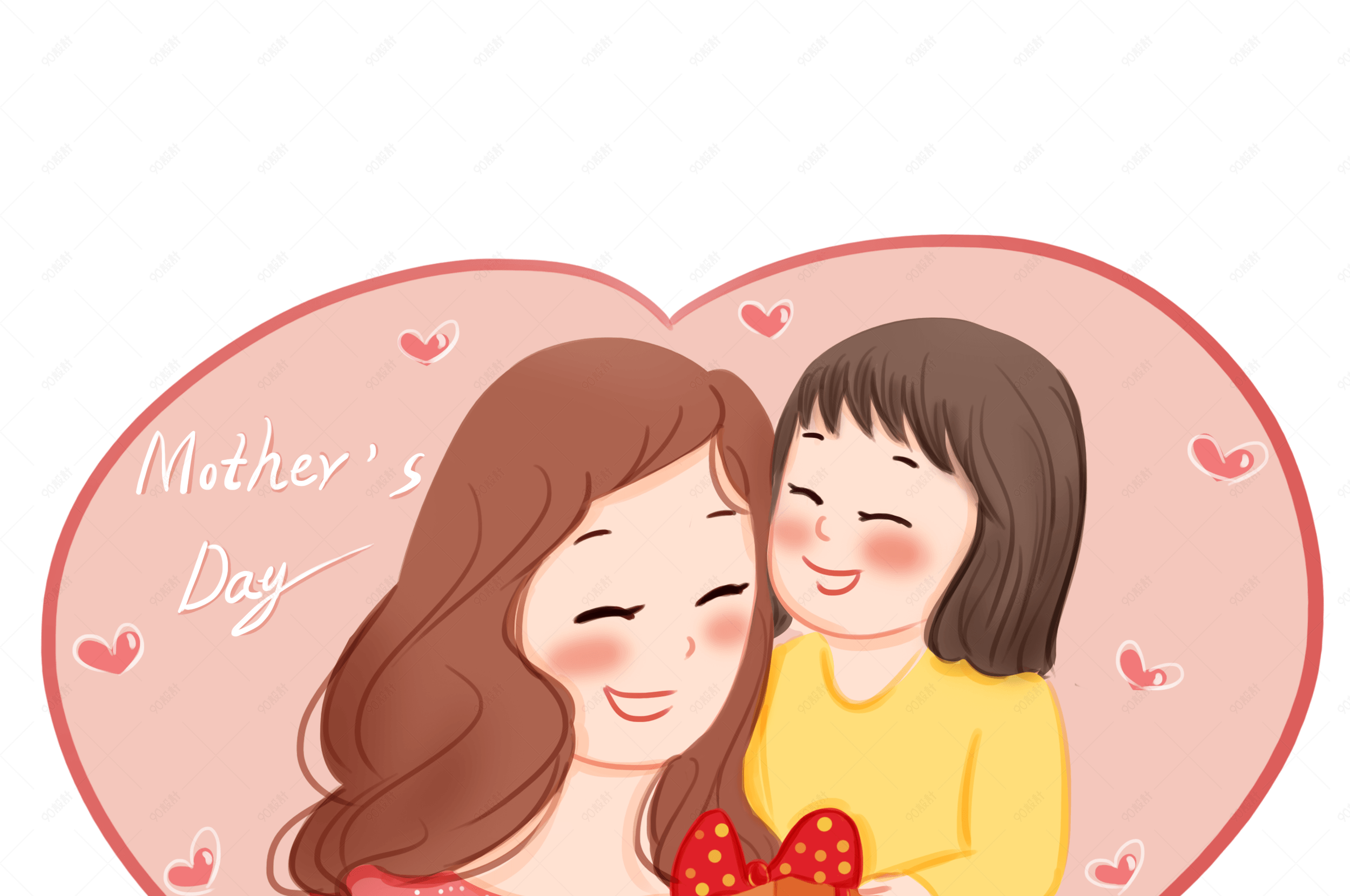 手绘母亲节插画免抠素材