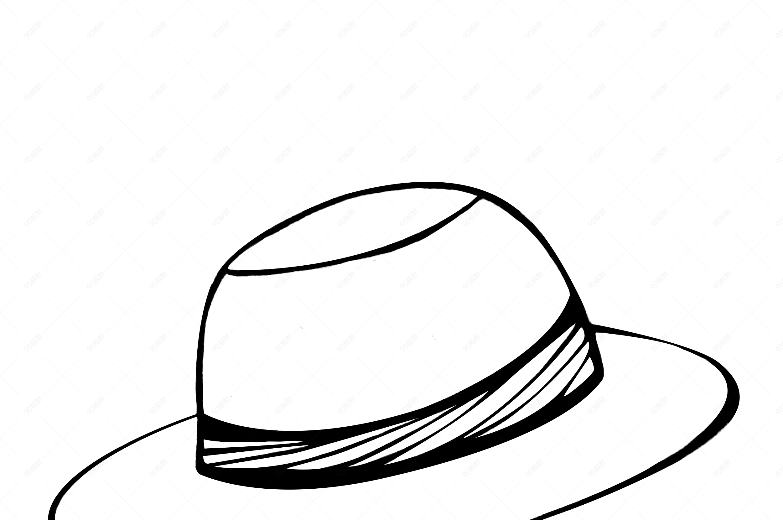 手绘黑白线条帽子素材【免抠元素png】-90设计网