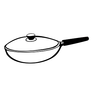 手绘黑白线条厨具锅素材