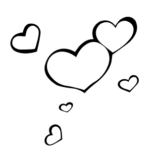 手绘黑白线条爱心素材