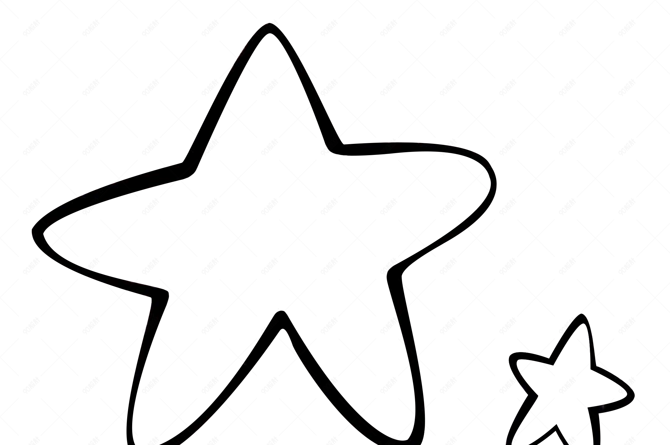 手绘黑白线条星星素材
