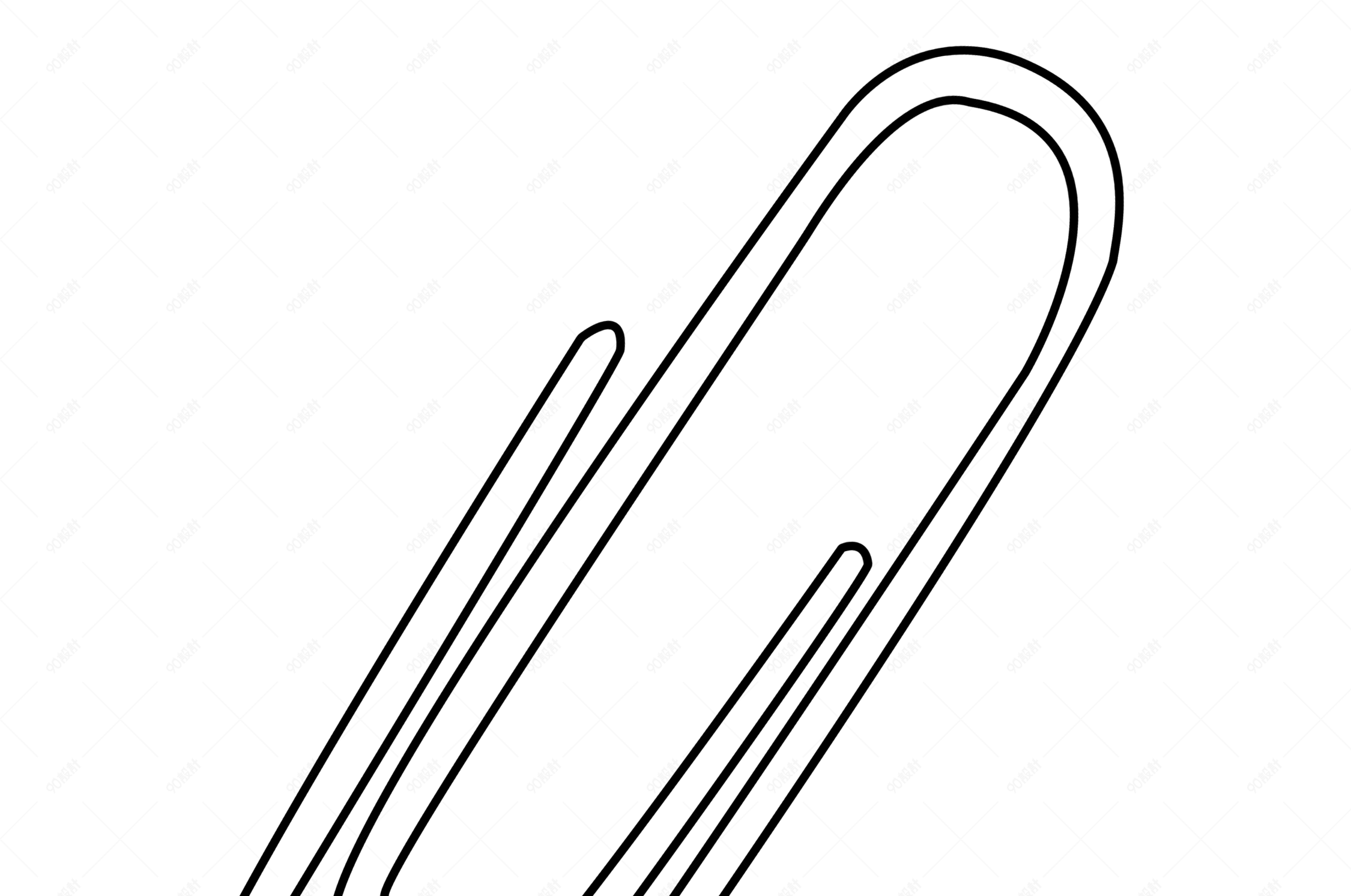 手绘黑白线条回形针素材