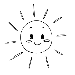 手绘黑白线条太阳素材