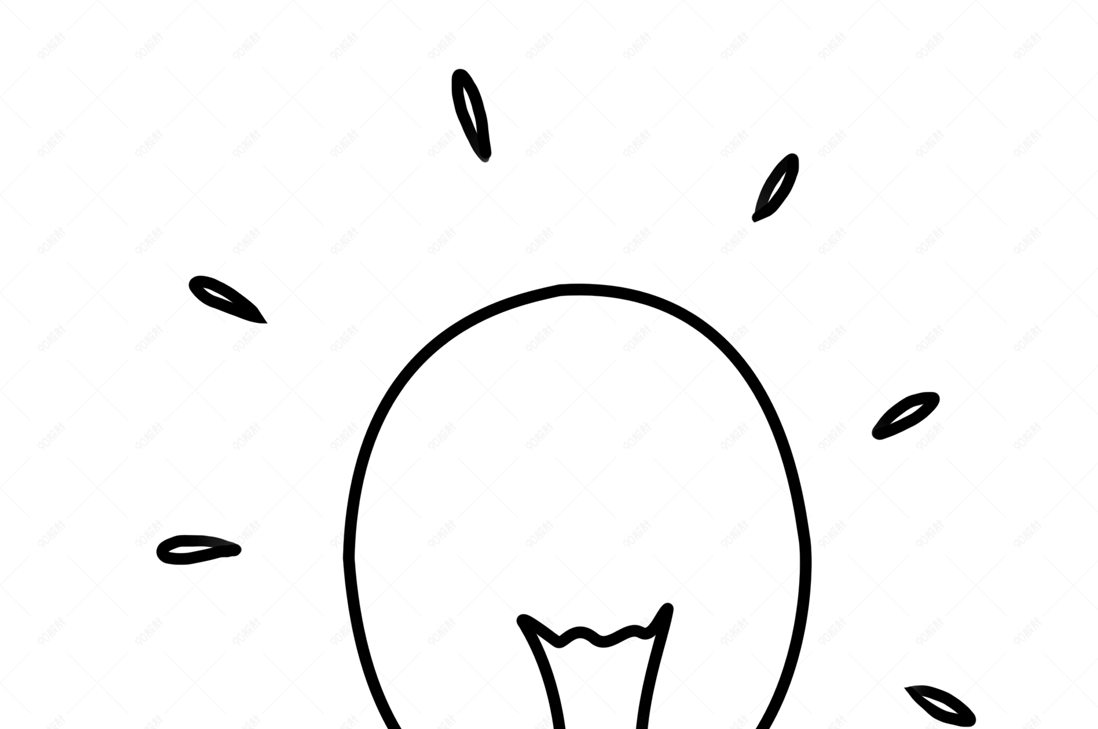 手绘黑白线条灯泡素材