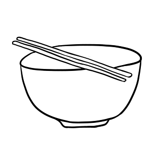 手绘黑白线条碗筷素材