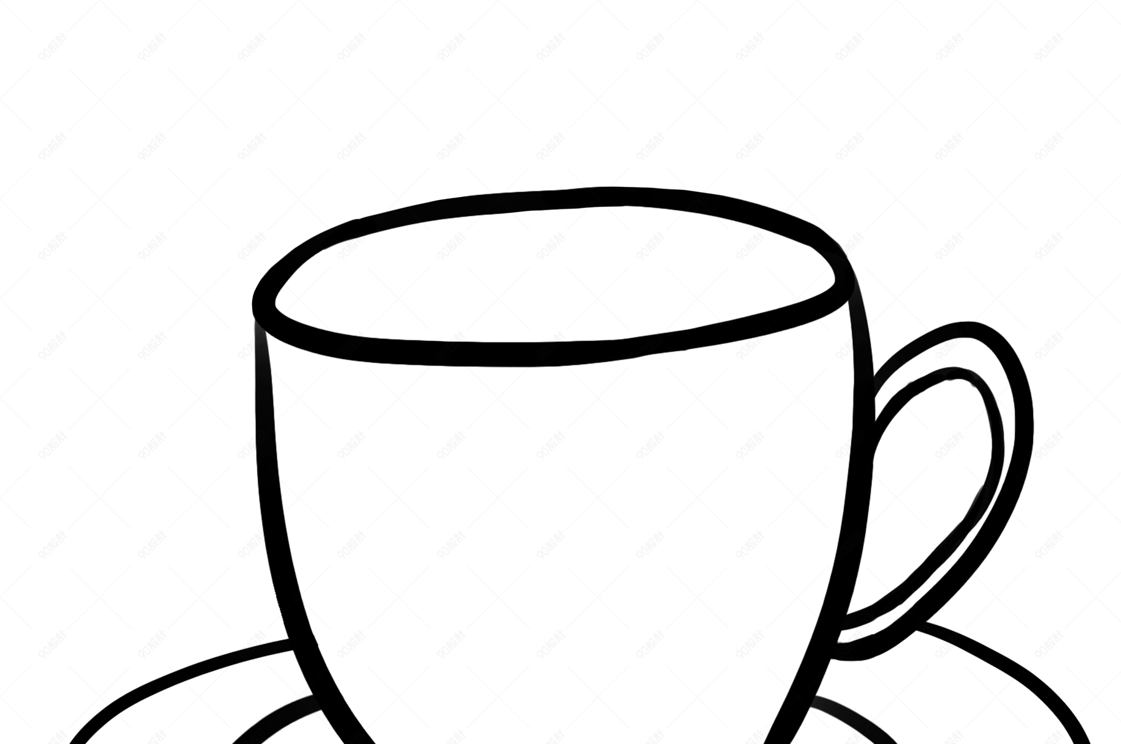 手绘黑白线条杯子素材