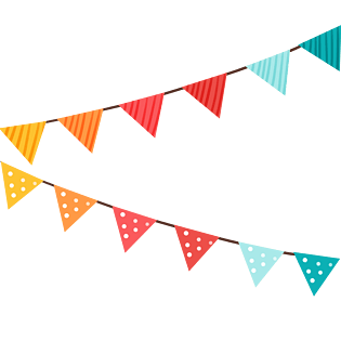 手绘卡通节日彩旗设计素材