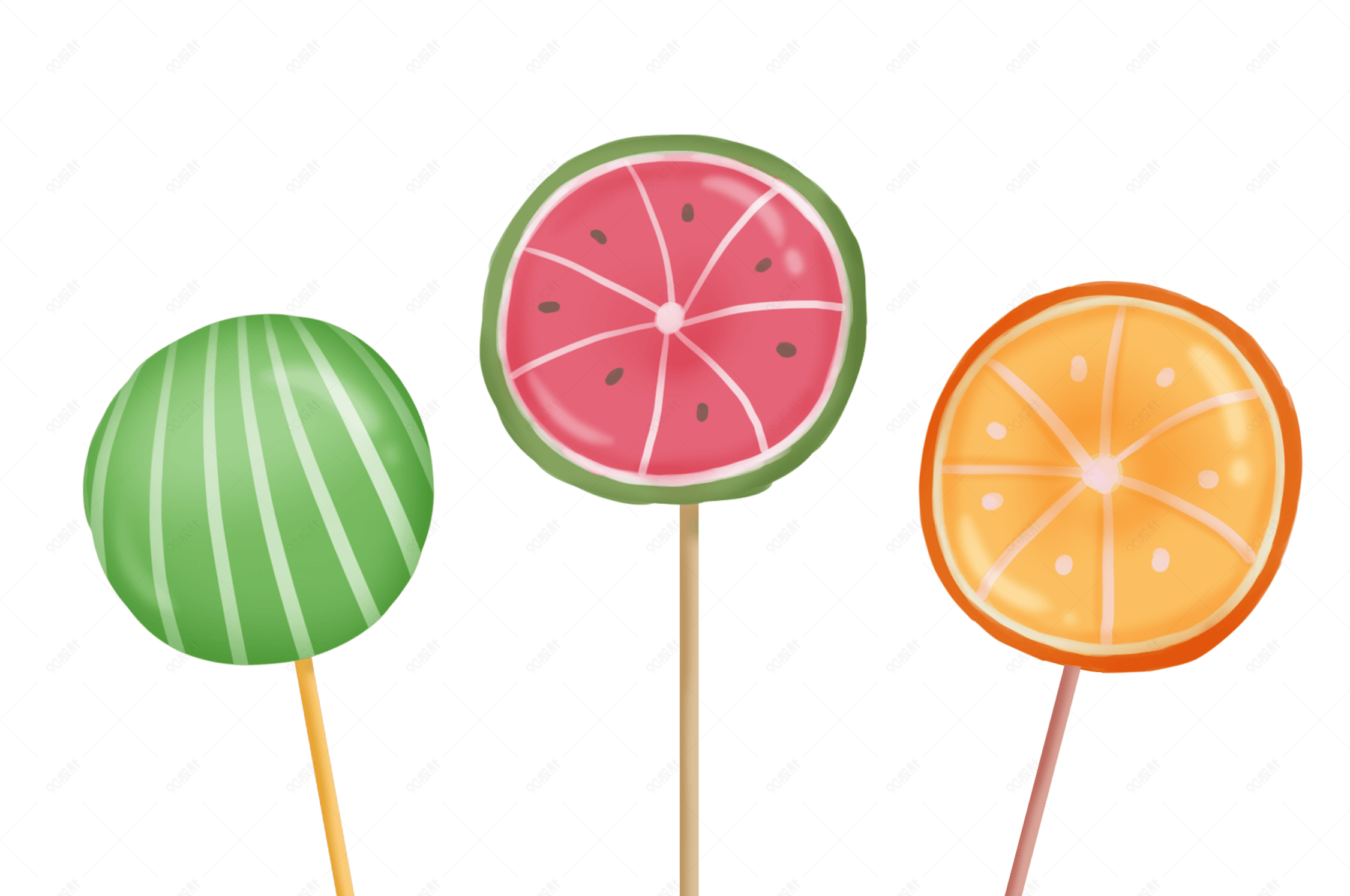 手绘卡通甜蜜水果味棒棒糖