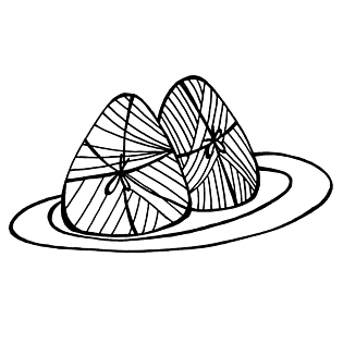 手绘卡通黑白线条粽子