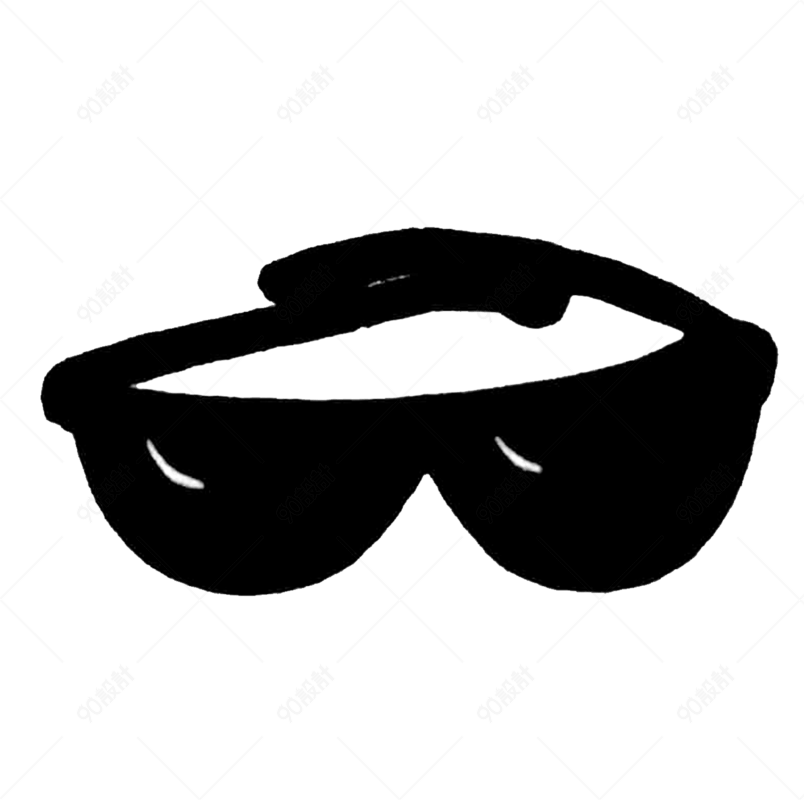 手绘黑白卡通墨镜简笔画