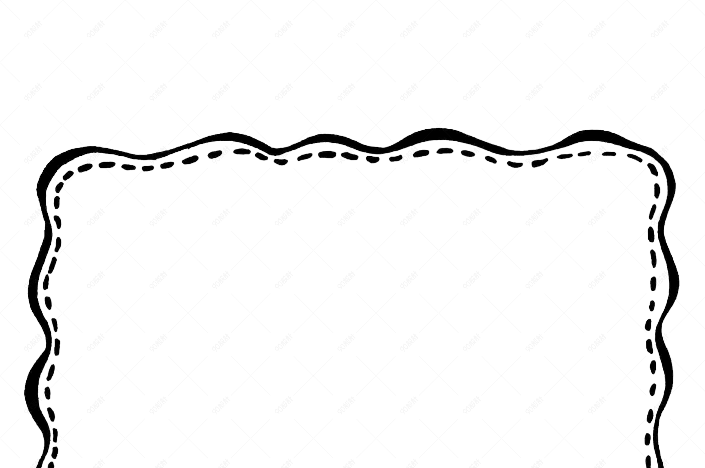 手绘黑白线条花纹边框