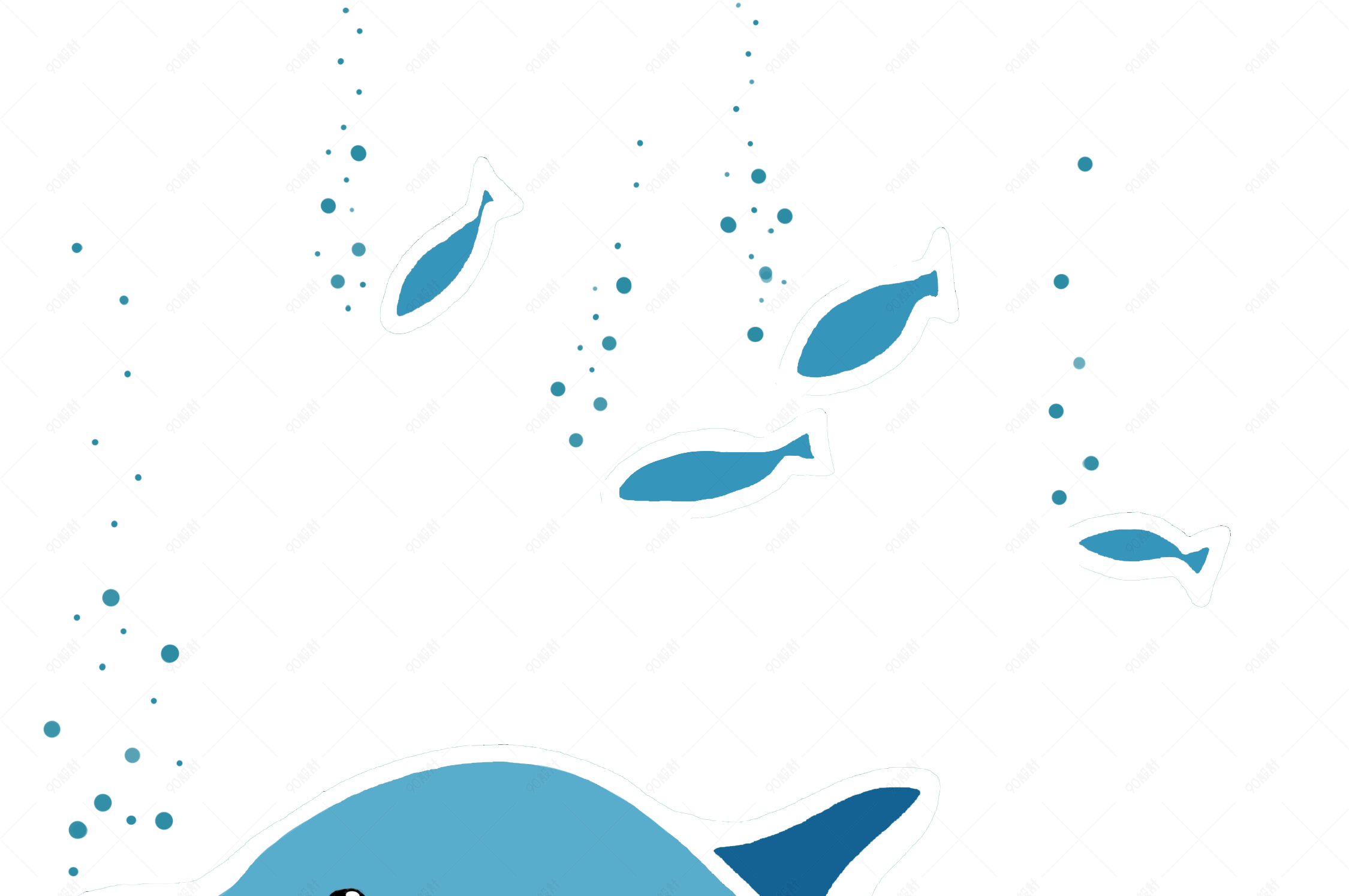 手绘卡通海豚免抠素材