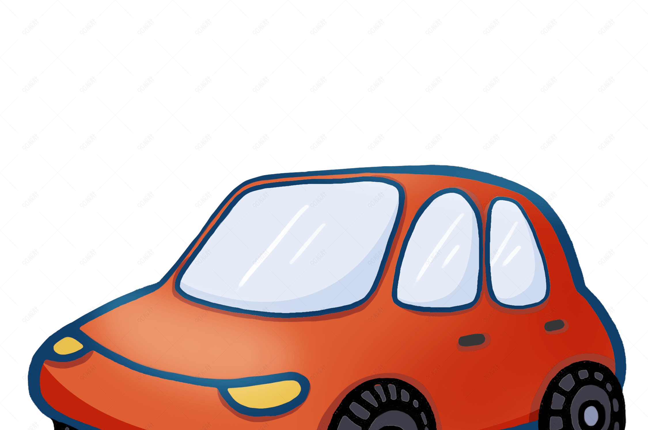 手绘卡通汽车免抠素材