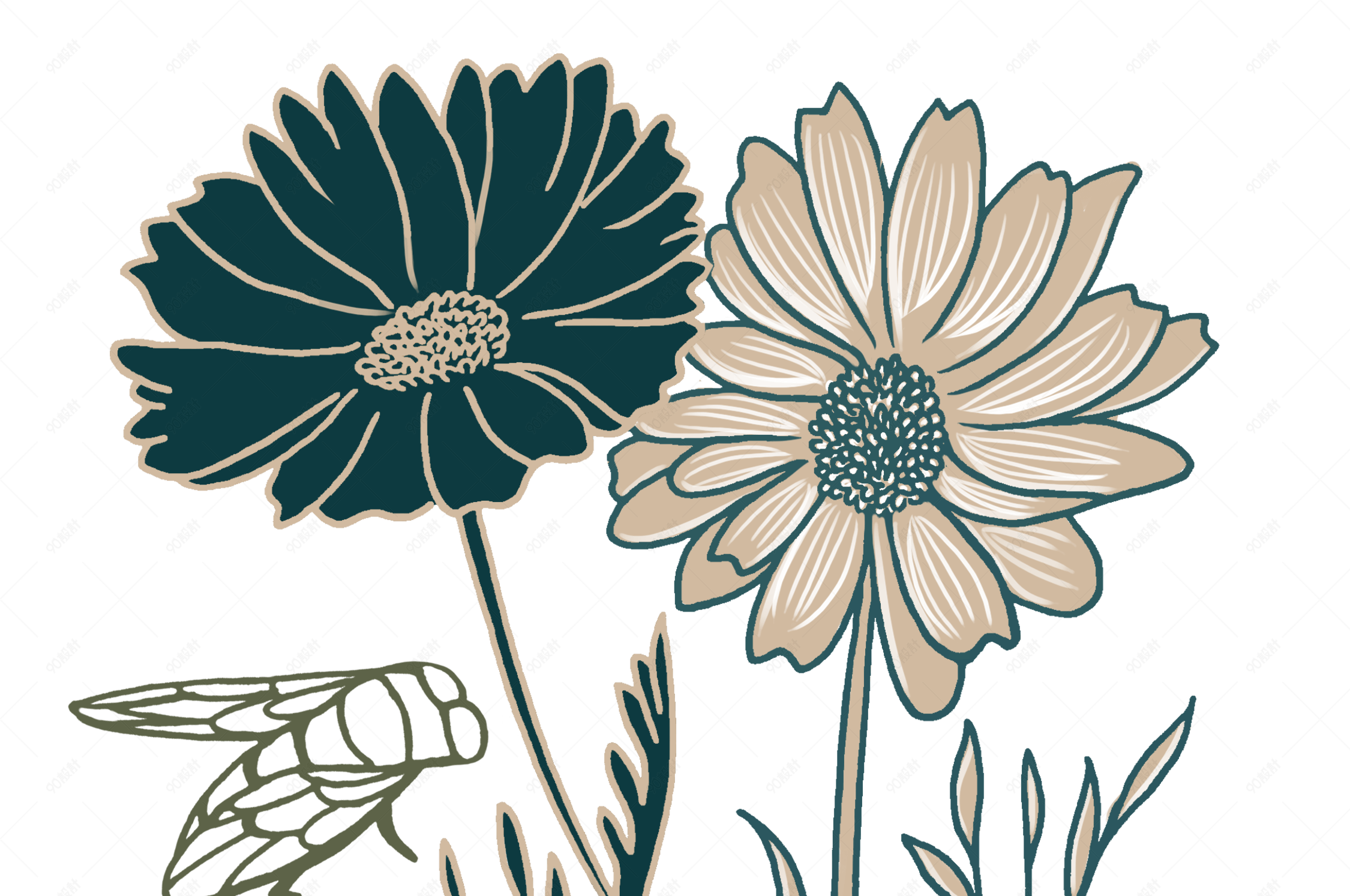 手绘卡通大自然植物花卉