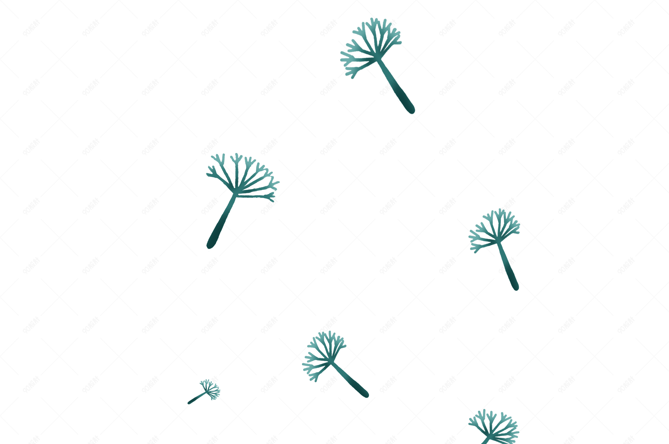 手绘卡通漂浮蒲公英素材