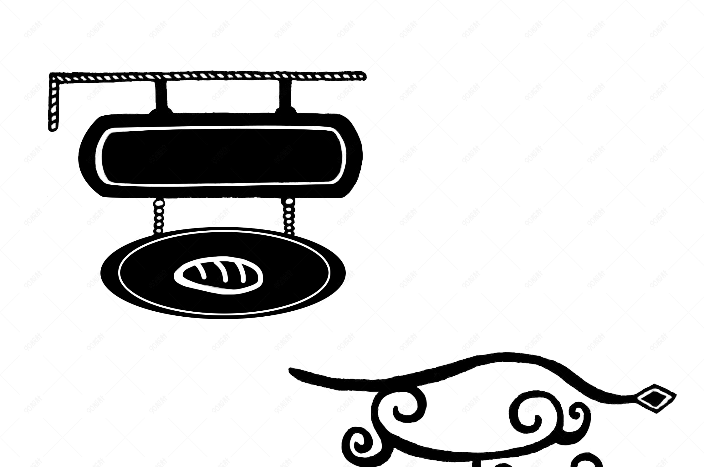 手绘卡通招牌免抠素材