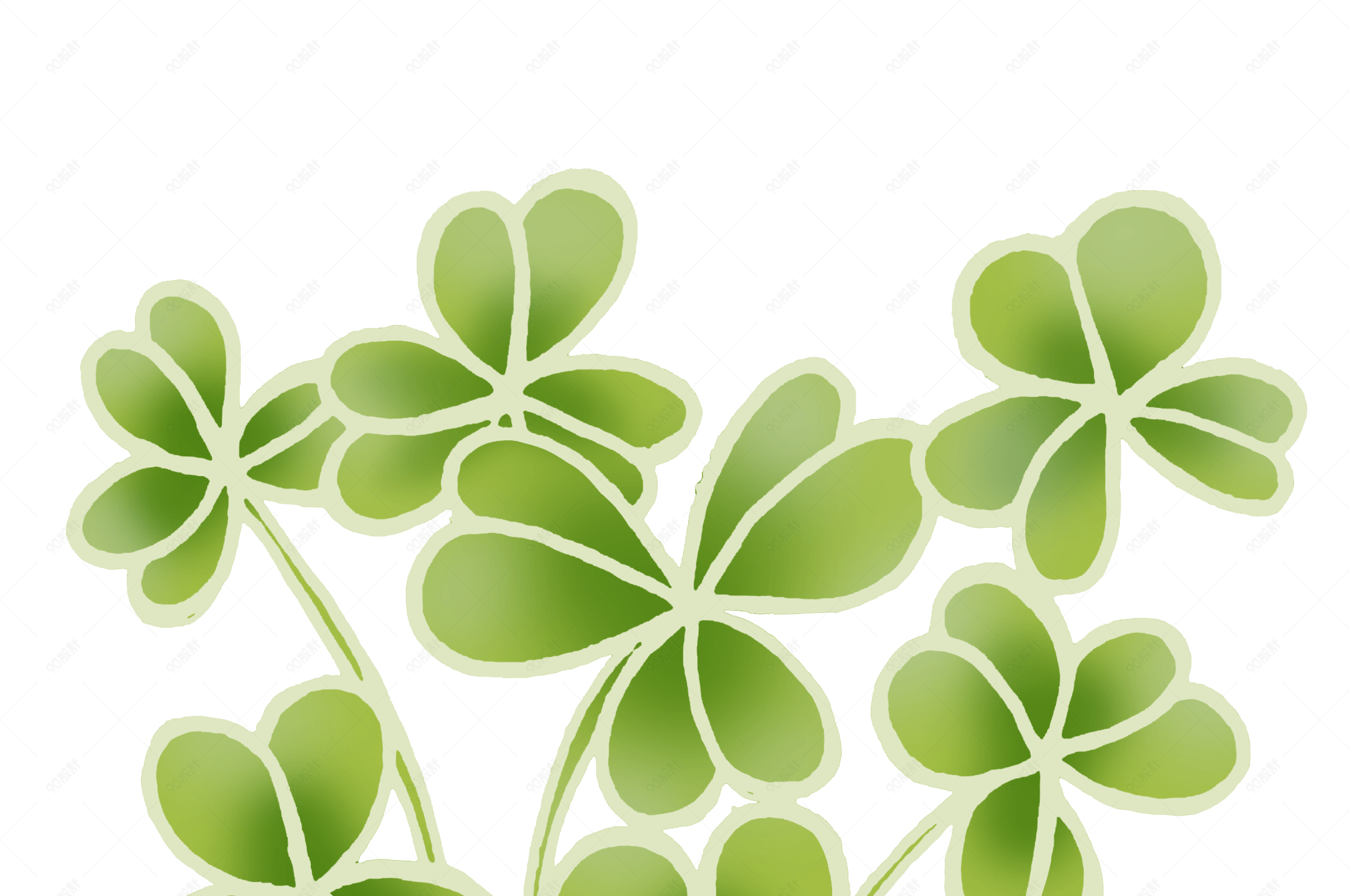 手绘卡通大自然绿色植物