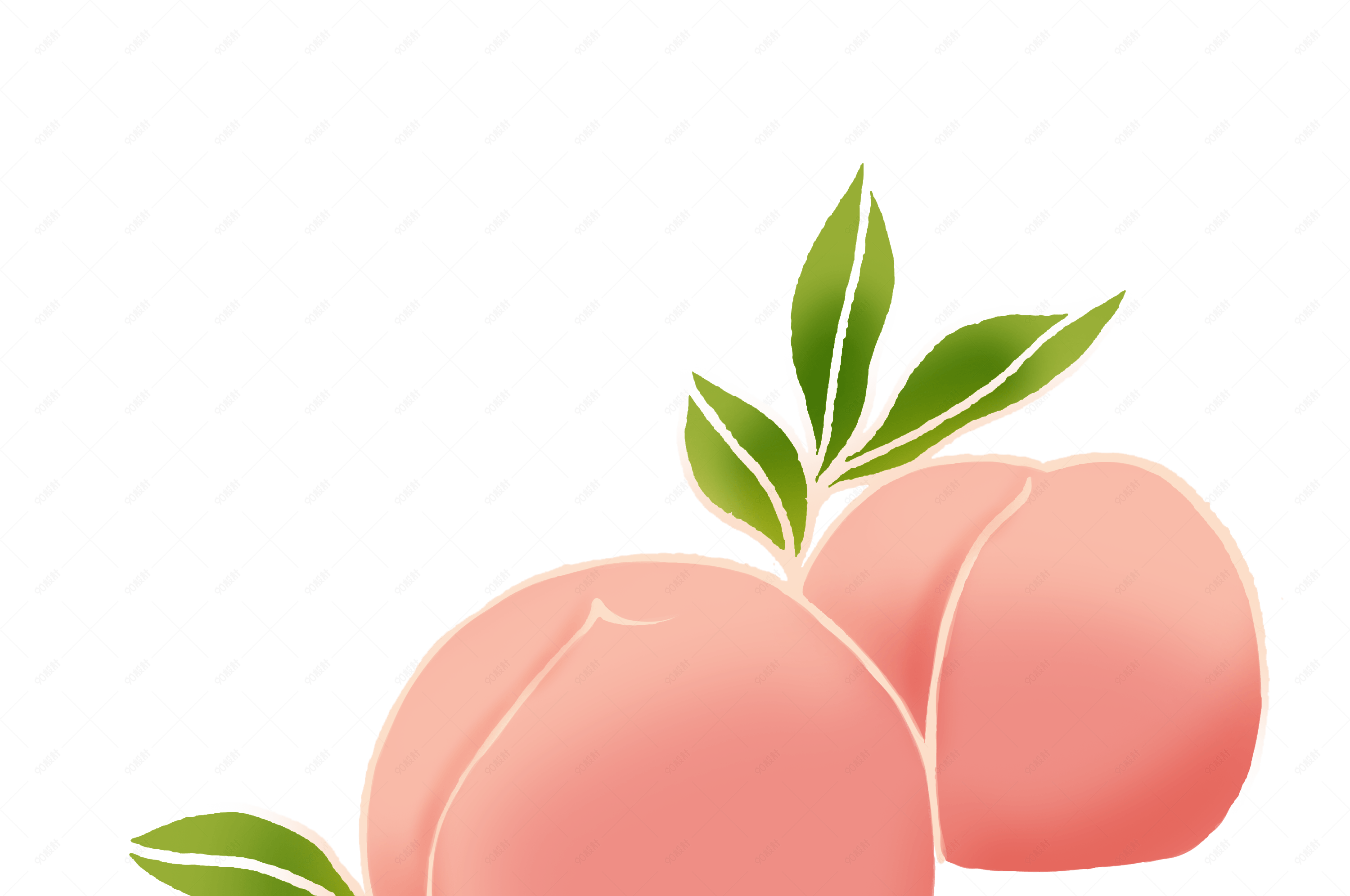手绘卡通水果水蜜桃免抠素材【免抠元素png】-90设计网