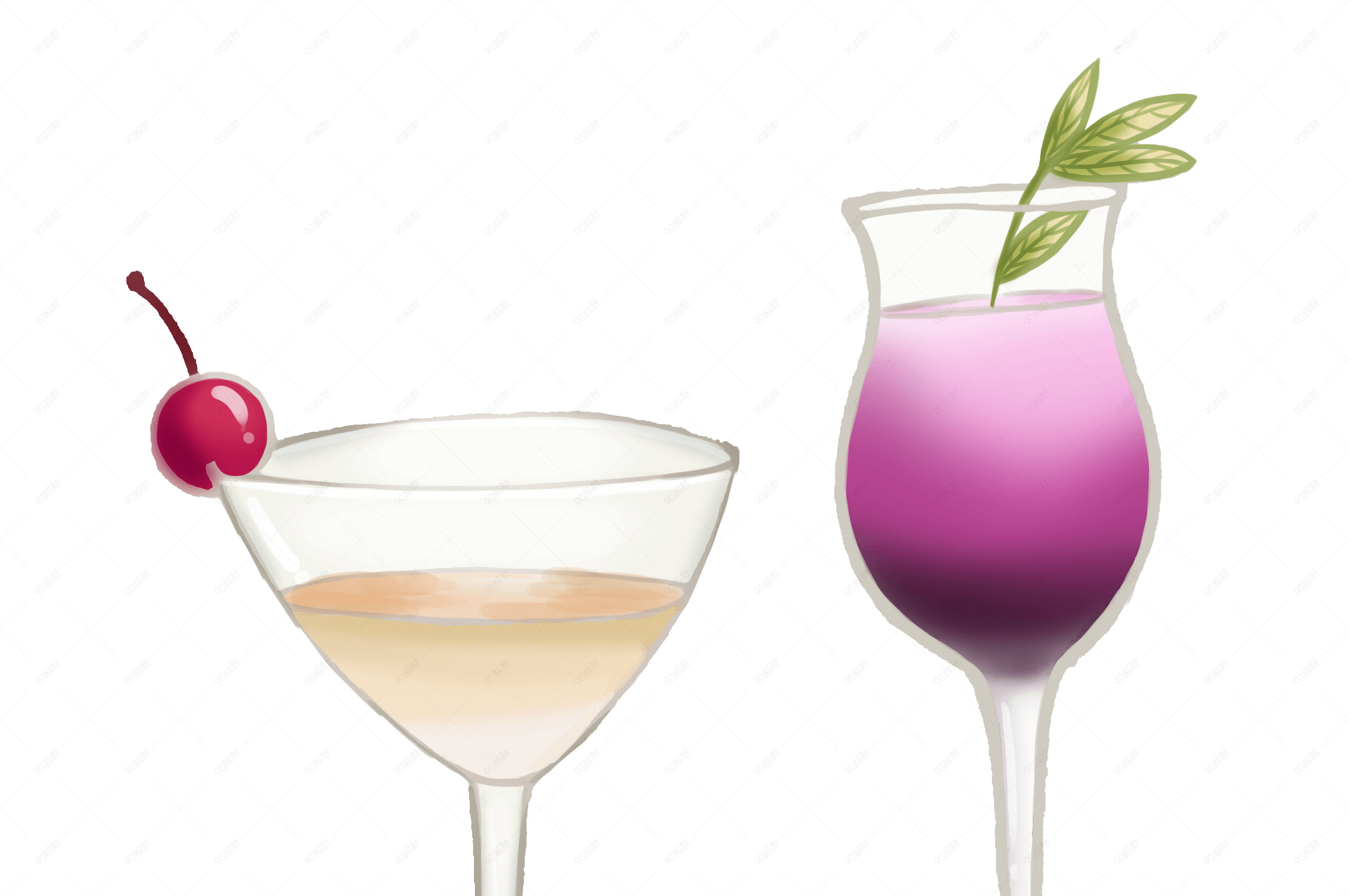 手绘卡通酒吧饮品素材