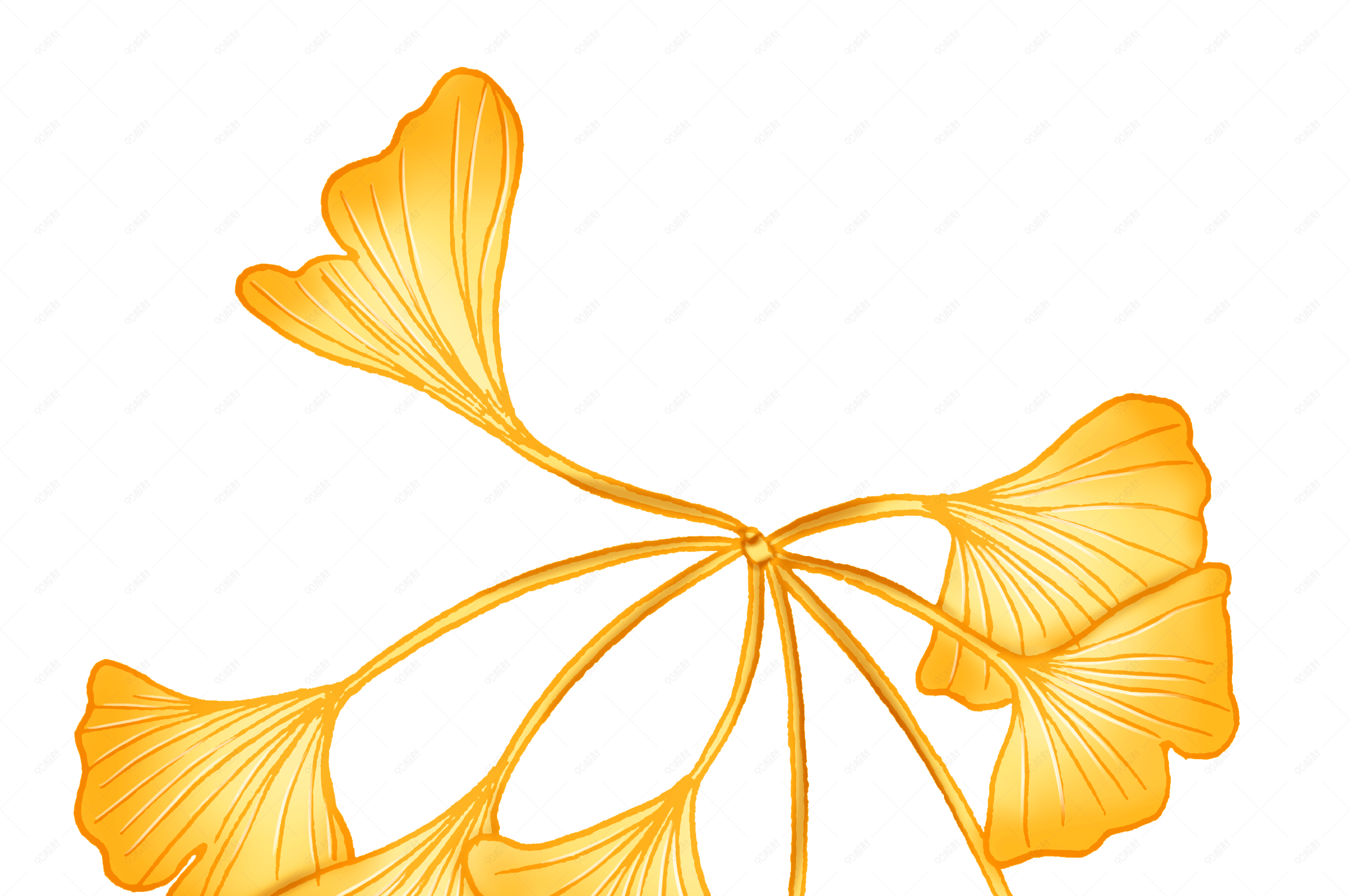 手绘卡通植物银杏叶子