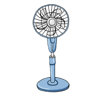 手绘卡通夏天蓝色风扇