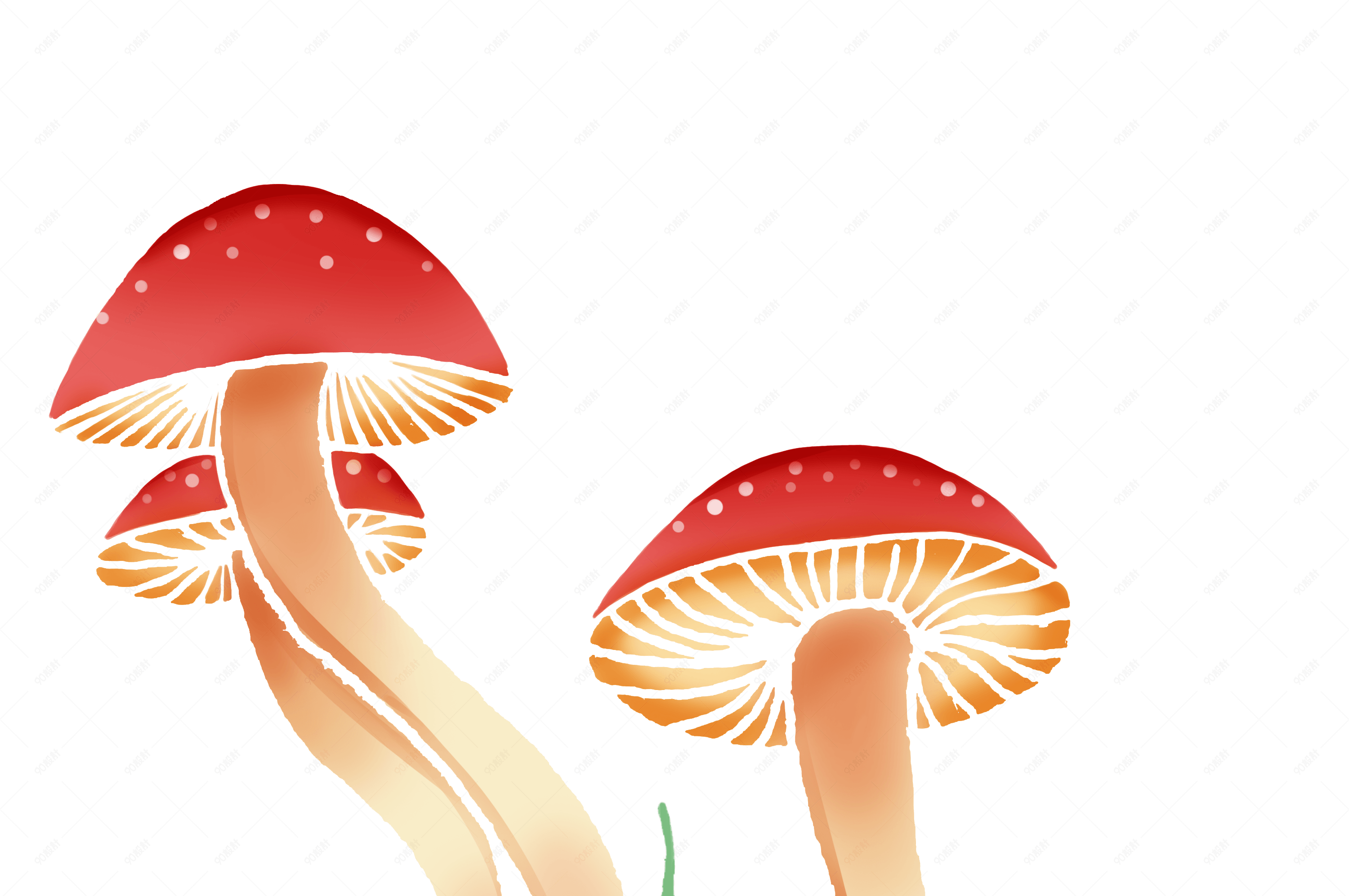 手绘卡通蘑菇花菇插画