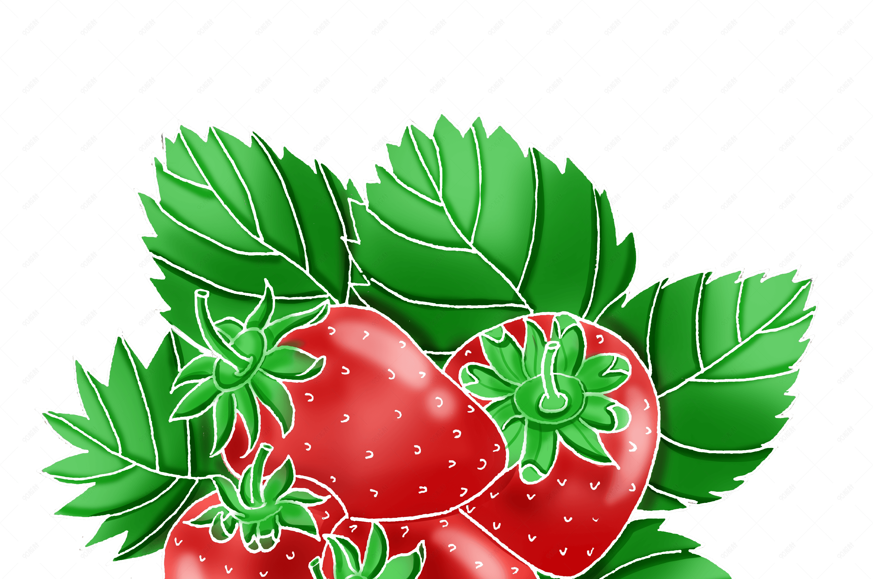 手绘夏季水果新鲜草莓