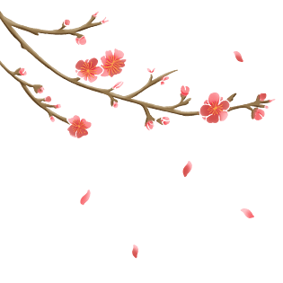 国潮风手绘梅花绽放装饰素材