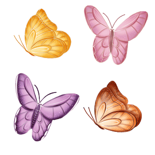 蝴蝶插画pngpsd2000*2000精美文艺简约蝴蝶卡通手绘线稿pngpsd2000*