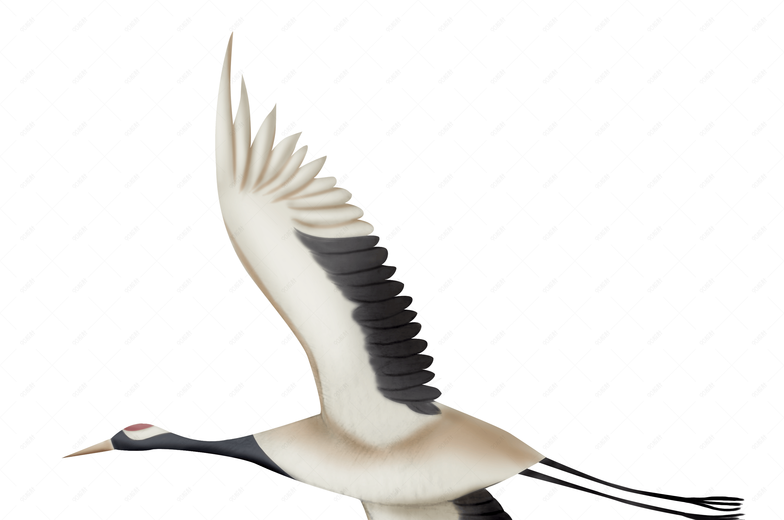 国潮风手绘仙鹤飞翔装饰素材