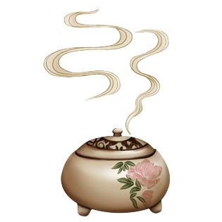 国潮风手绘香炉青烟装饰素材