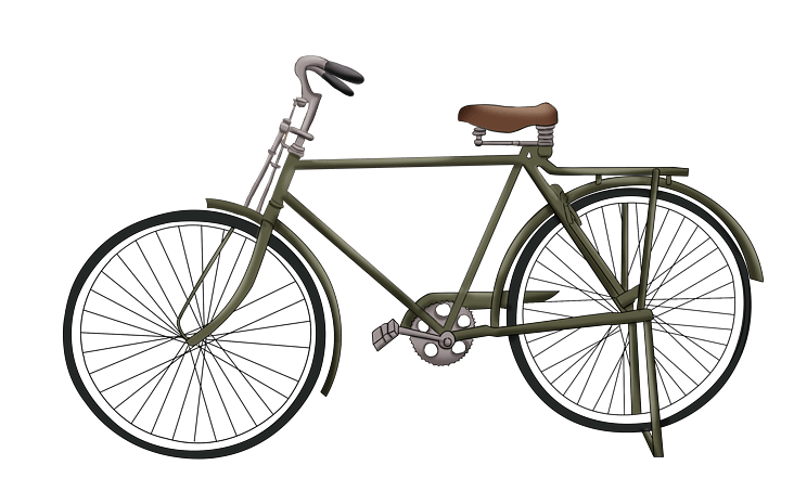 90年代老自行车手绘插画装饰元素