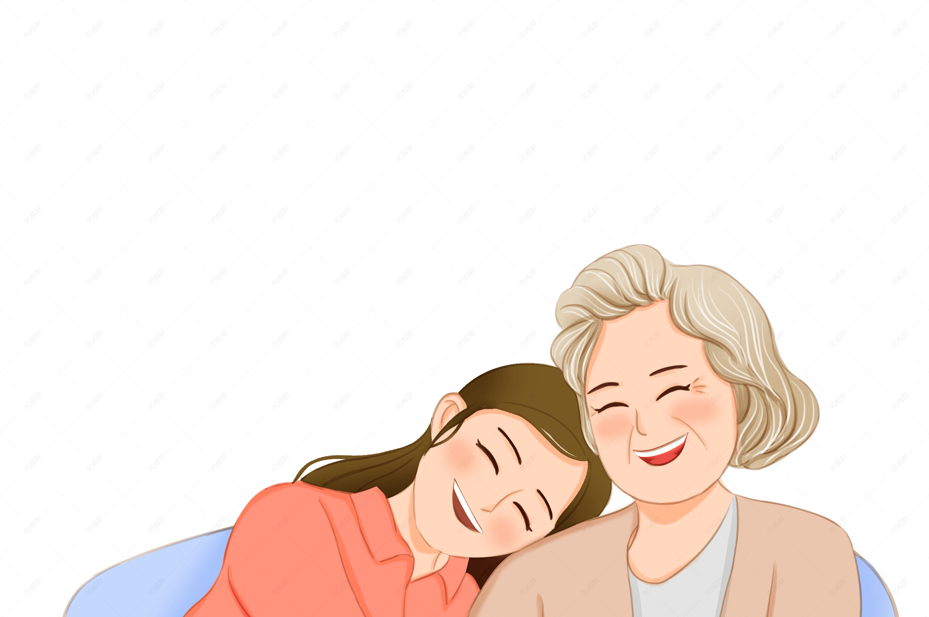 重阳节关爱老年人手绘插画装饰元素