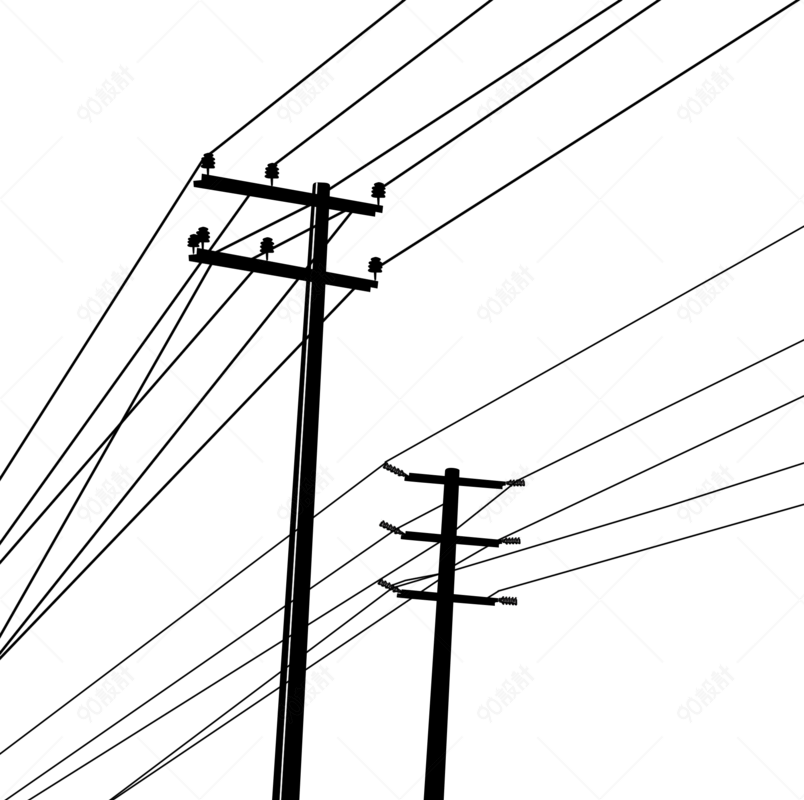 电线杆剪影装饰卡通高清手绘