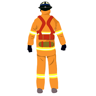 消防员灭火背影最帅卡通手绘