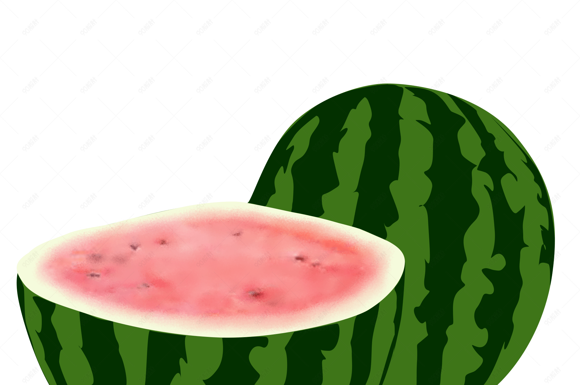 西瓜水果夏季高清手绘