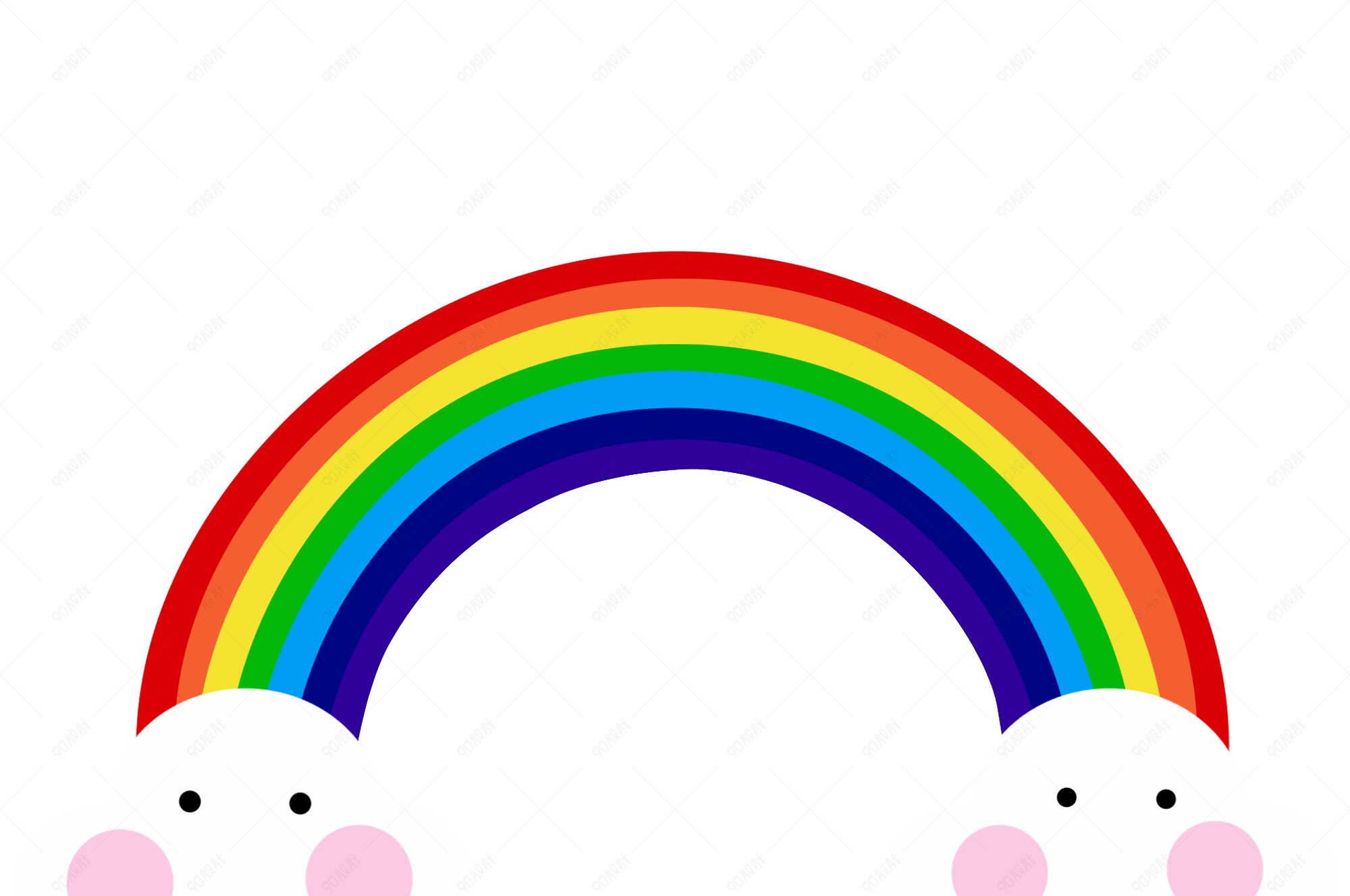 彩虹云朵装饰手绘可爱高矢量