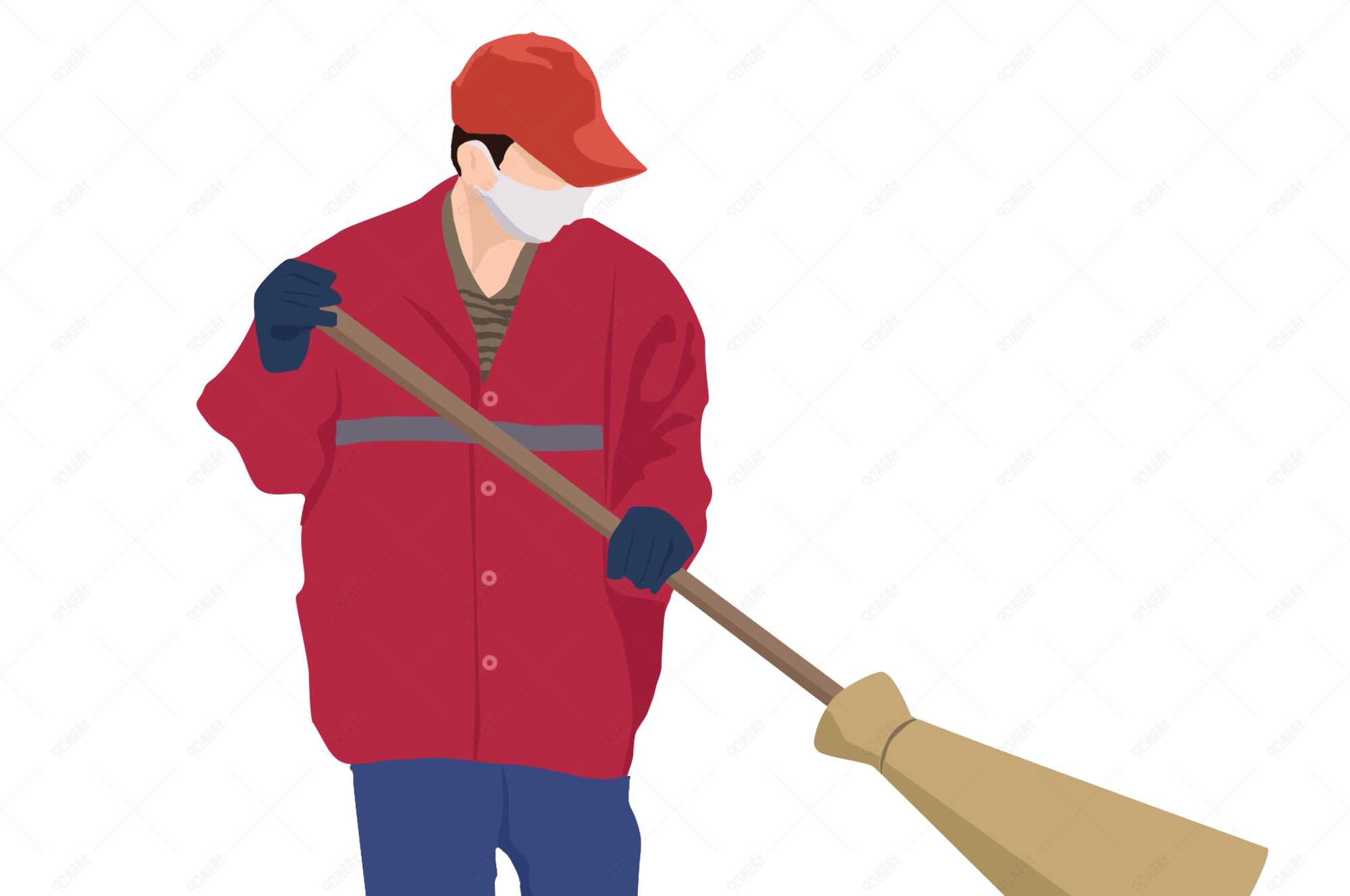 劳动者五一节卡通手绘高清矢量