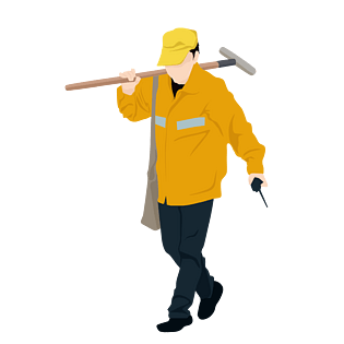 劳动者工人五一节卡通手绘高清矢量