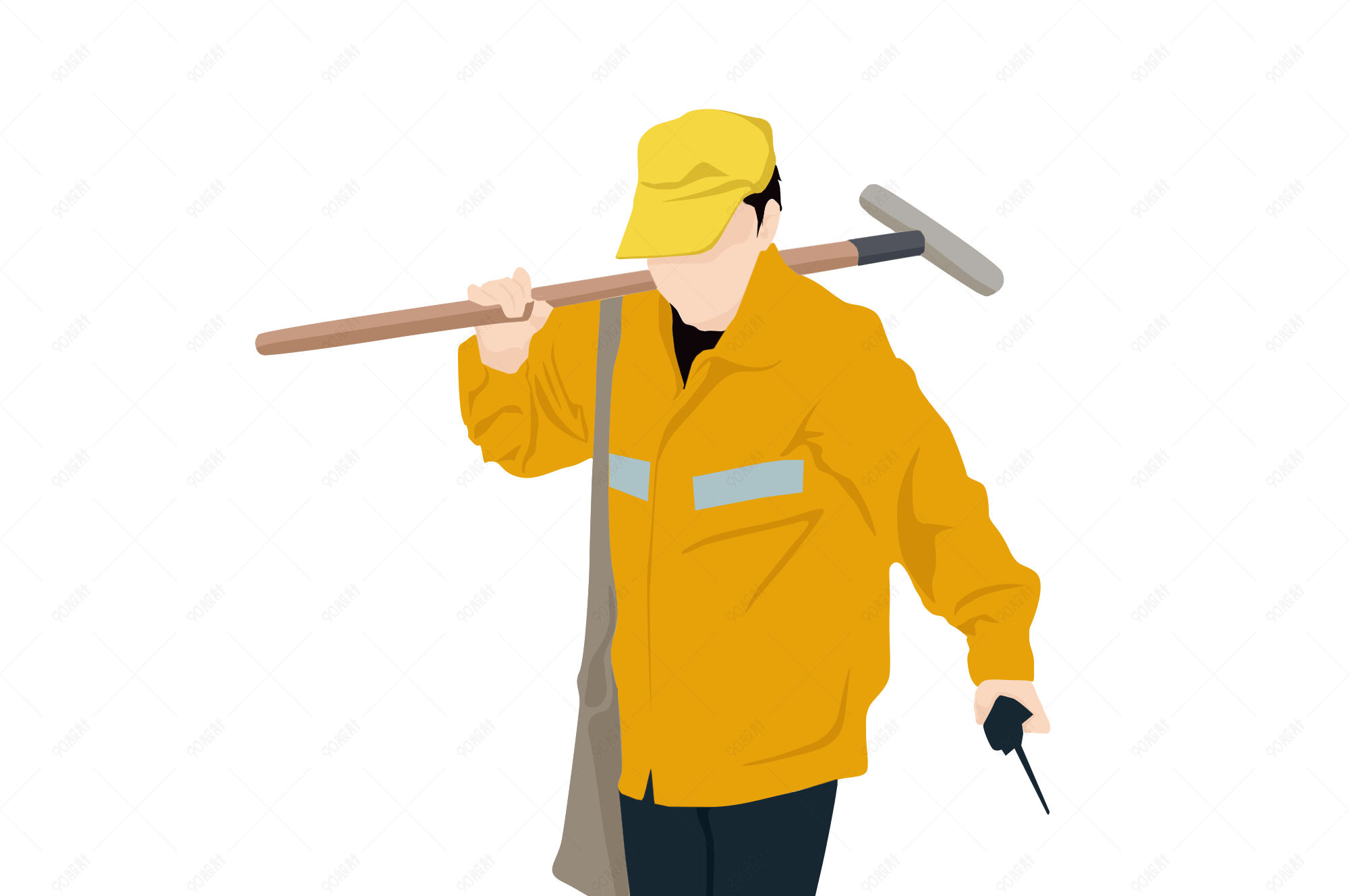 劳动者工人五一节卡通手绘高清矢量