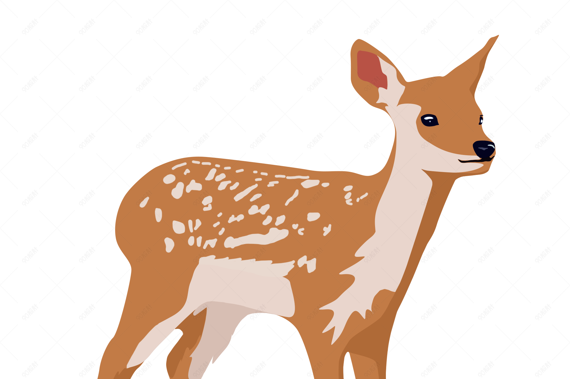 可爱动物梅花鹿卡通手绘高清矢量